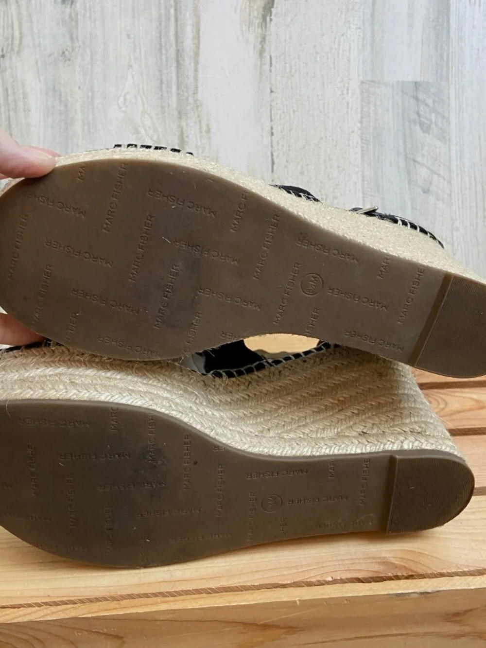 Marc Fisher Women's Size 8.5 Calita Platform Espadrille Heels Black Sandals